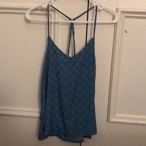 Hollister blue floral print tank top